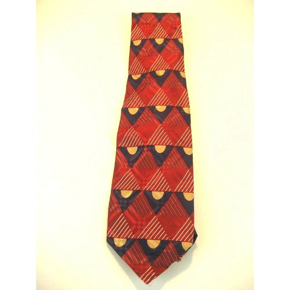 Robert Talbot Red 100% Silk Necktie Geometric Design